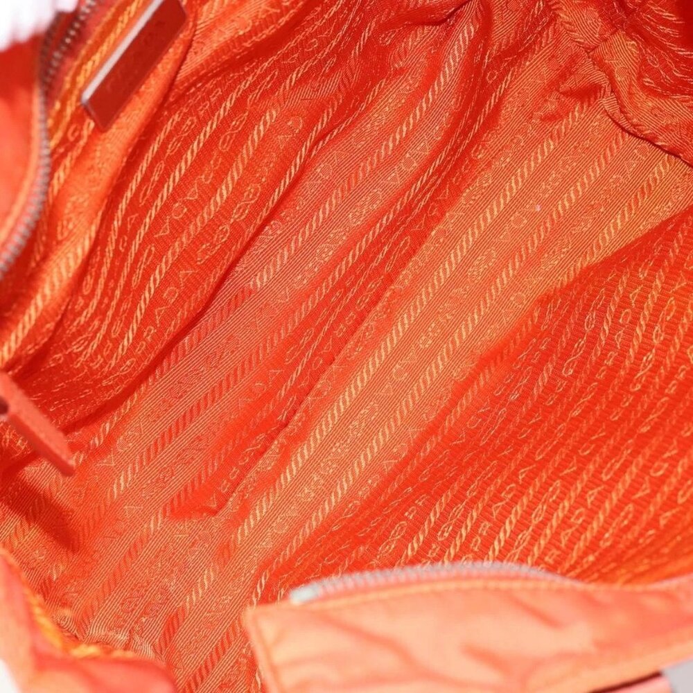 PRADA Tote Bag Nylon Leather Orange Silver Auth gh1423 - Picture 11 of 15